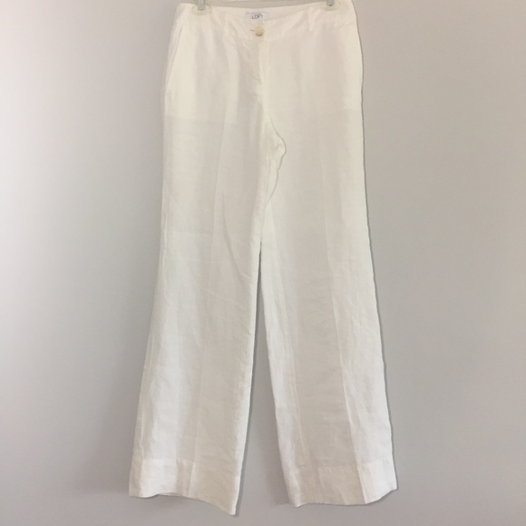 LOFT Pants - LOFT Julie Fit White Lined Linen Trouser Pants 0